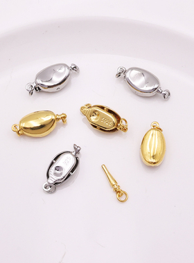 18k铜镀金元宝扣插棒扣高保色珍珠手链项链连接扣手工diy饰品配件