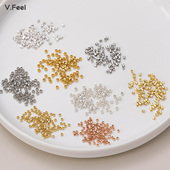 18k包金定位珠可夹扁收尾卡扣白银色钢丝固定diy项链手链手工配件