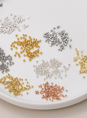 18k包金定位珠可夹扁收尾卡扣白银色钢丝固定diy项链手链手工配件