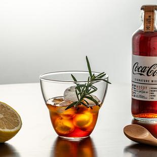 商用耐高温透明玻璃咖啡杯ins风400ml250饮料冻饮水杯不规则圆形