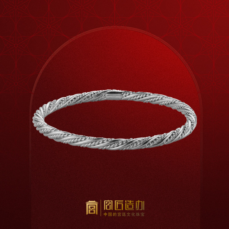 宫匠造办十朝十美长久镯银镯子足银古法手工绞丝手镯古典素雅首饰