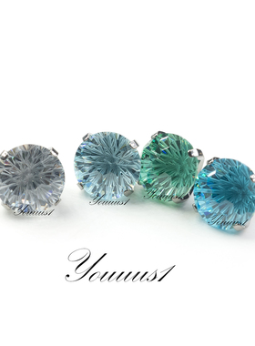 Youuus1钛合金耳钉弧形抓镶烟花切锆石6mm钻耳骨钉小众福利款热销