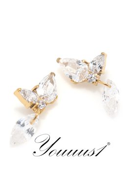 Youuus1 钛合金耳钉玛丽的清晨镀金版一个装左右款超闪钻精致热销