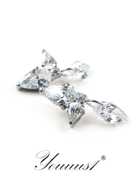 Youuus1钛合金耳钉玛丽的清晨f-136超闪超透锆石挂坠左右耳款热销