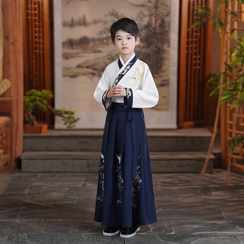 漢服男童國(guó)學(xué)服中國(guó)風(fēng)古裝書(shū)童服裝三字經(jīng)弟子規(guī)兒童演出服小學(xué)生