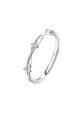 s999纯银四芒星戒指轻奢简约素圈开口戒女款食指戒感饰品