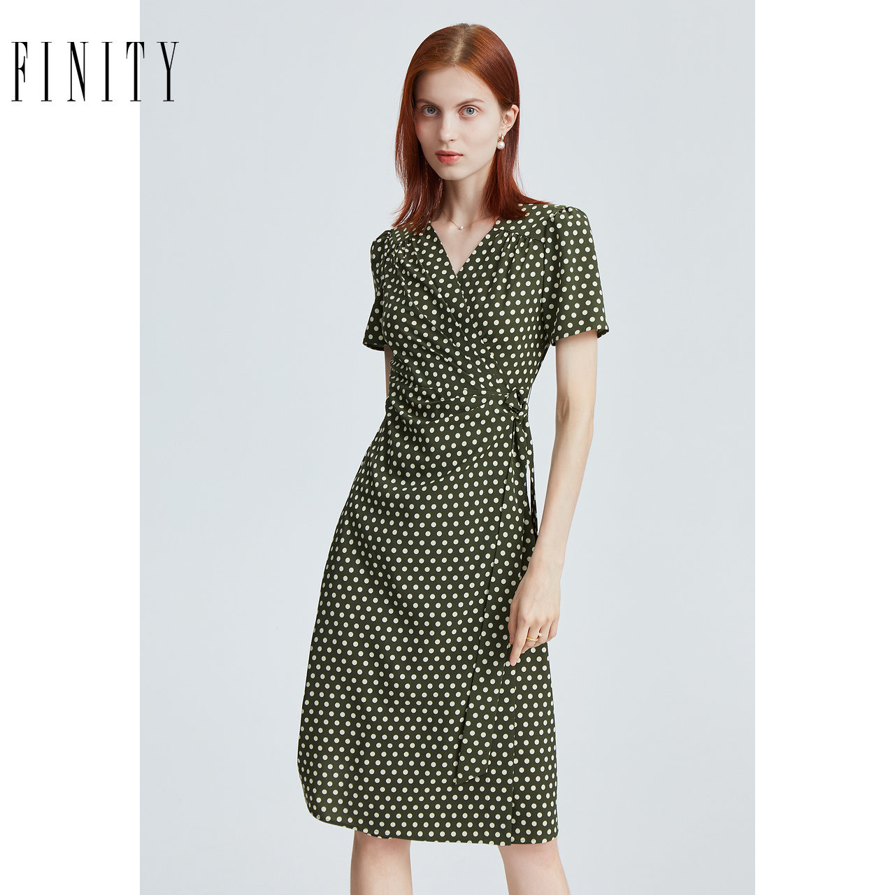 FINITY菲妮迪品牌连衣裙夏季 法式名媛风抽褶设计感A字裙子女