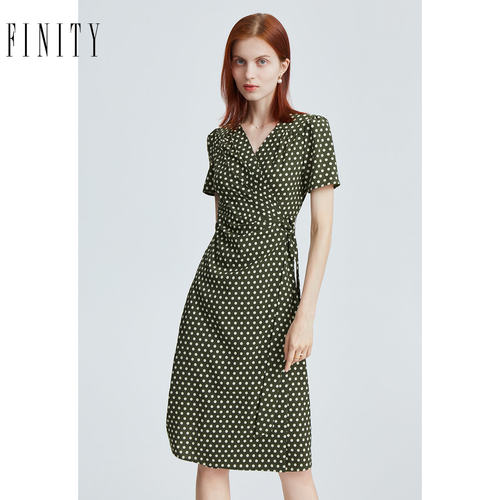 FINITY菲妮迪品牌连衣裙夏季 法式名媛风抽褶设计感A字裙子女