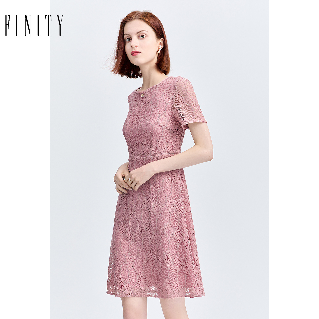 FINITY菲妮迪夏装纯色减龄连衣裙女法式优雅气质中长款仙女裙