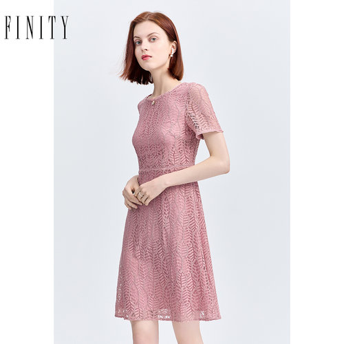 FINITY菲妮迪夏装纯色减龄连衣裙女法式优雅气质中长款仙女裙