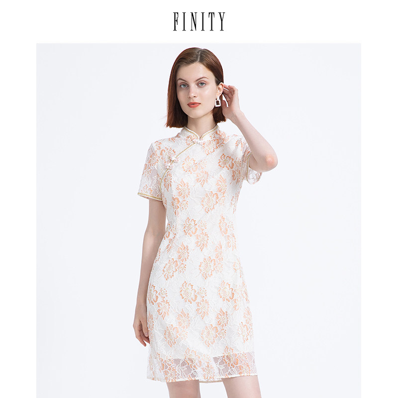 FINITY菲妮迪夏装中式蕾丝连衣裙优雅气质浪漫温柔裙子女