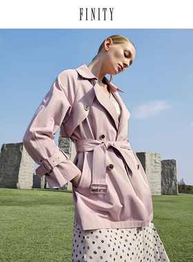 FINITY2024年秋季风衣女收腰气质休闲减龄别致宽松时尚外套女