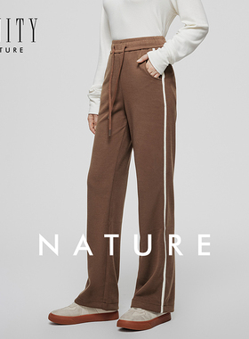 【NATURE】直筒休闲裤菲妮迪2024秋冬高级感抽绳宽松卫裤长裤女