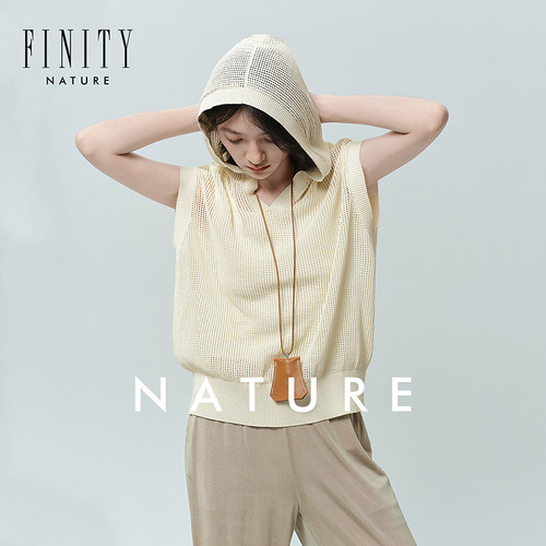 FINITY菲妮迪连帽针织衫夏季简约设计感连帽上衣女
