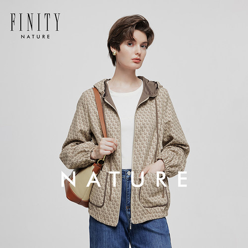【NATURE】菲妮迪连帽短外套2024秋冬字母慵懒松弛感外套女