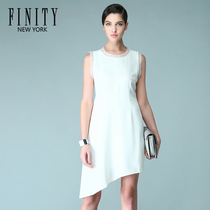特FINITY女装春夏新款欧美高腰气质A字裙时尚显瘦雪纺连衣裙