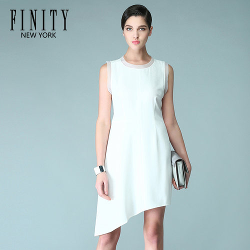 特FINITY女装春夏新款欧美高腰气质A字裙时尚显瘦雪纺连衣裙