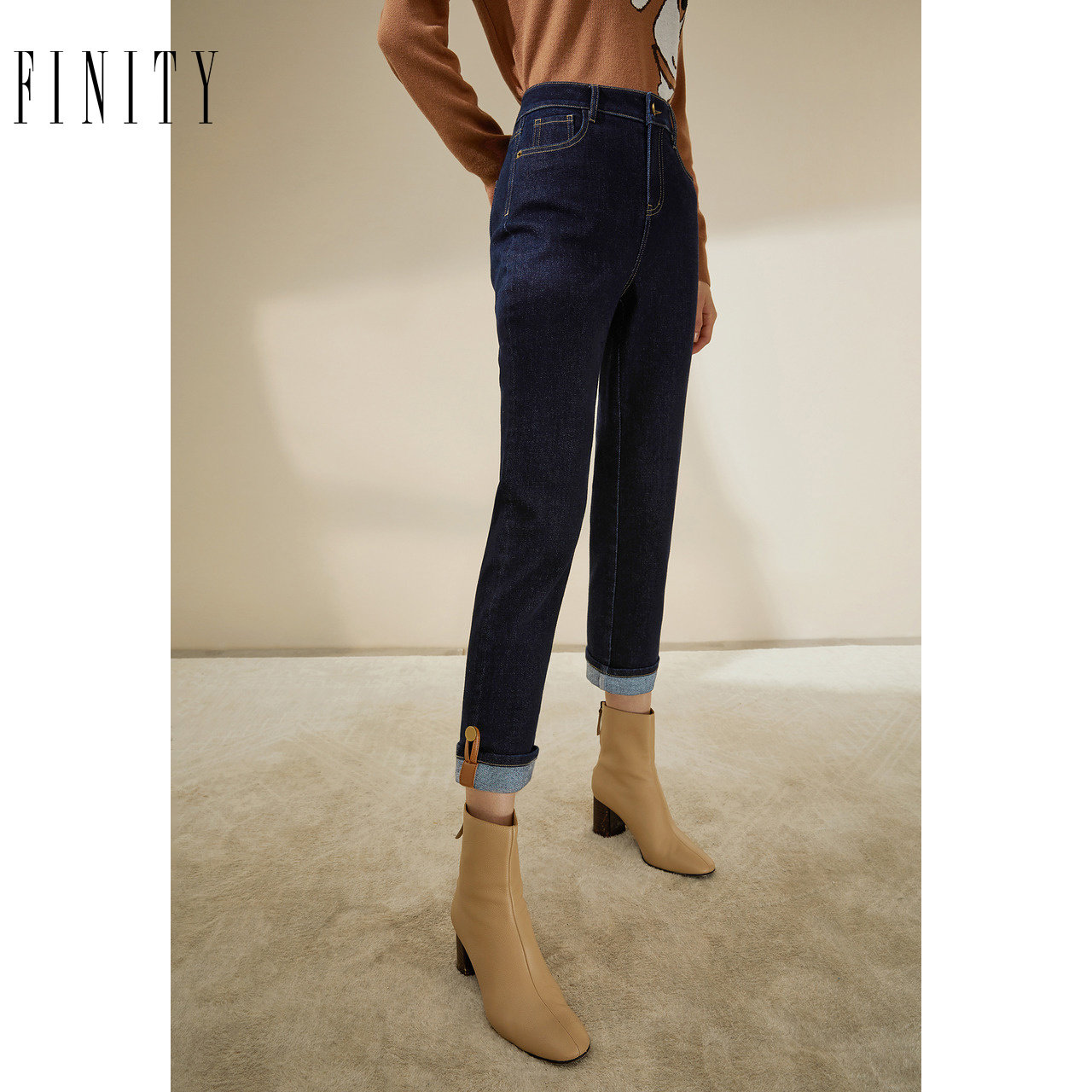 FINITY春季高腰牛仔裤女气牛仔裤
