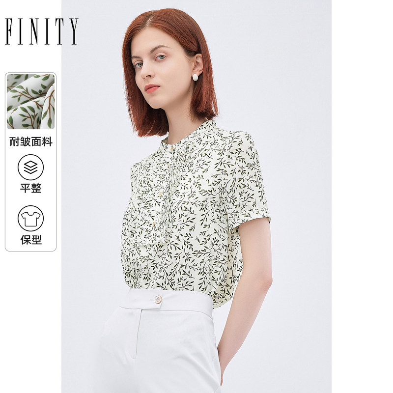 FINITY菲妮迪小碎花雪纺衫夏季时尚减龄宽松显瘦设计感衬衫女