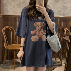 Real price ~ Korean bear print medium and long T-shirt~