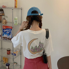 Real price ~ exclusive Korean Moon Castle print age reduction T-shirt~