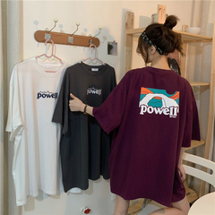 Real shot real price ~ Korean version of loose ins lazy front and back lettered T-shirt~