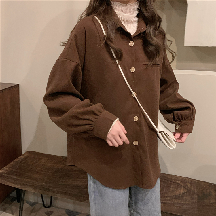 Real shot real price ~ Korean early spring ins pure color design shirt~