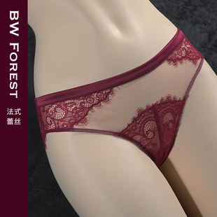 三角裤 维多利亚红色性感网纱透明蕾丝内裤 纯欲2024新款 薄款 女夏季