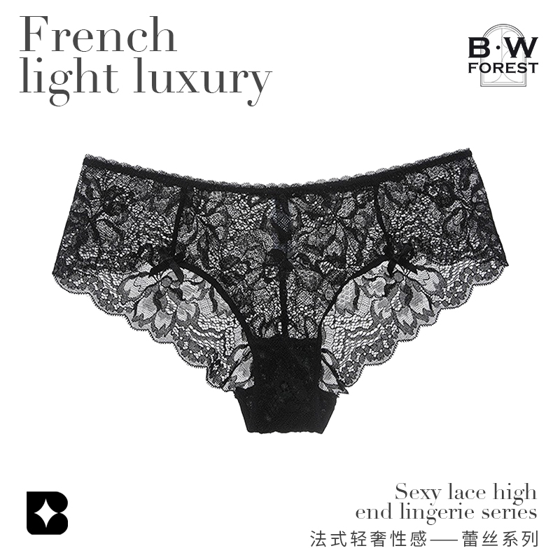 维多利亚蕾丝内裤女生性感2025新款法式黑色网纱纯欲低腰三角裤头