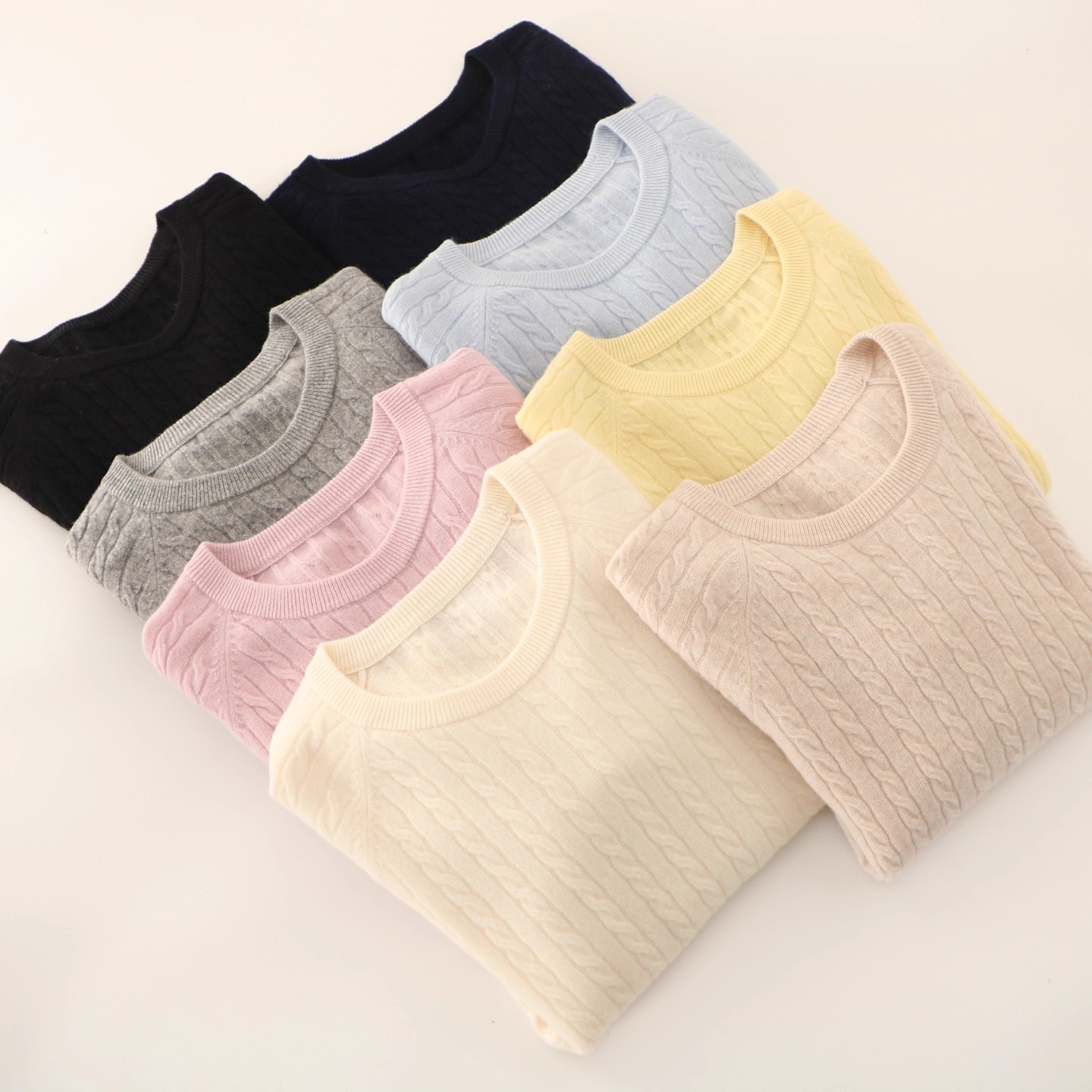 专柜同步100%羊毛衫老钱风简约麻花女毛衣针织衫套头圆领秋冬外套