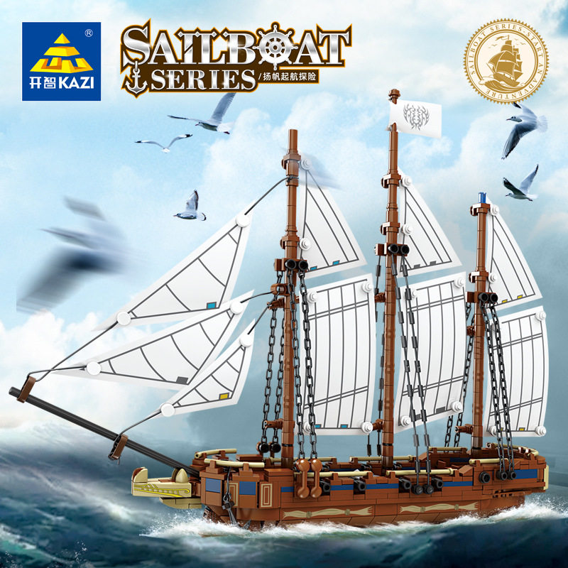 乐2026高积木一帆风顺船荷兰皇家游艇模型男孩小颗粒拼装积木玩具