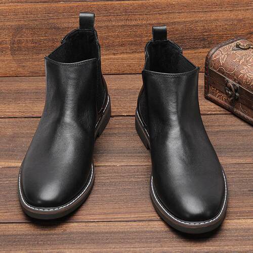 Plus Size Men Cow Leather Chelsea Boots Fashion Dress Shoes