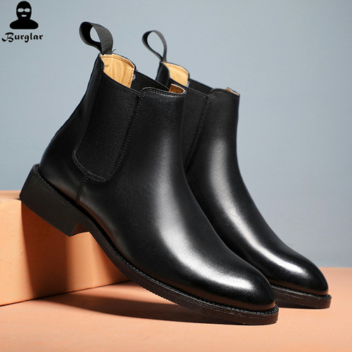 牛皮切尔西靴男Winter Elegant Chelsea Boots Leather Men Shoes