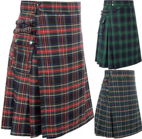 Scottish holiday skirt men's Plaid contrast pleated skir