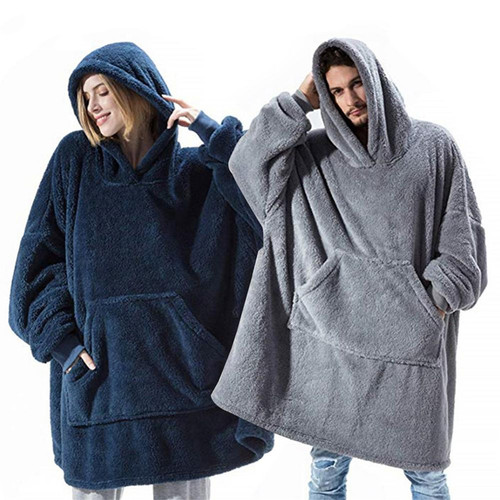 Winter Hooded Sweater Blanket Women Oversized Fleece Blanket