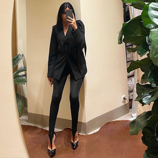 Women Pants High Waist Grey and Black Tight-fitting Leggings