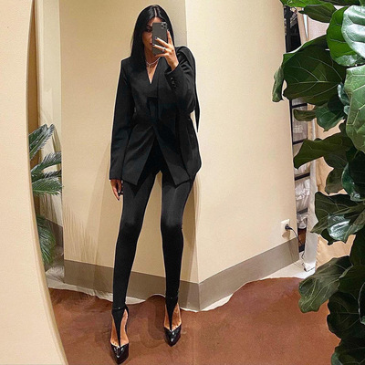 Women Pants High Waist Grey and Black Tight-fitting Leggings