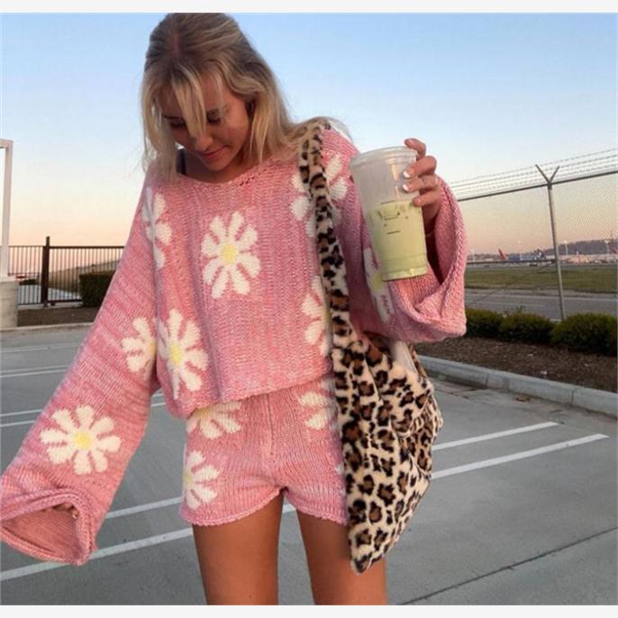 针织套装女 трикотаж костюм knitted set women