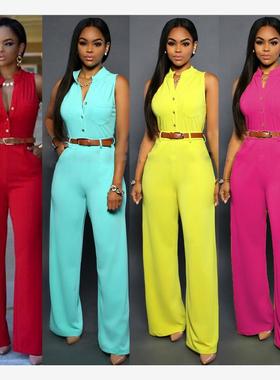 2016 summer women sexy jumpsuit dresses long pants外贸连体裤