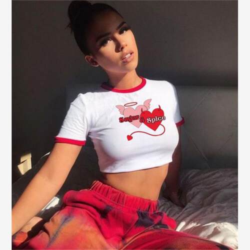 欧美短T恤上衣女 ж футболка crop top tee shirt women