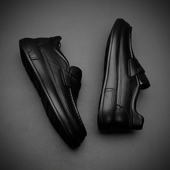 高端轻奢真皮休闲小皮鞋 男 皮包底纯皮歪头小丑鞋 男士 厚底轻便潮鞋