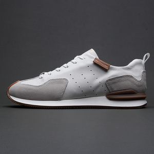 欧洲站百搭小白鞋男轻便软底运动休闲鞋潮流德训鞋透气真皮板鞋子