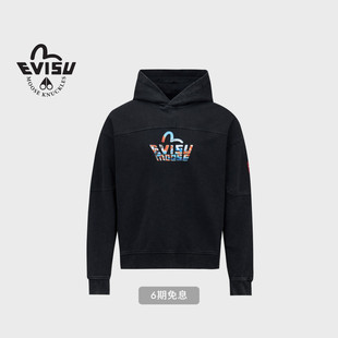 秋冬新品 EVISU联名男女同款 MOOSE 刺绣宽松卫衣 KNUCKLES