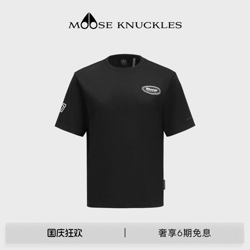 MOOSE KNUCKLES 女士棉质印花LOGO休闲圆领小剪刀短袖T恤