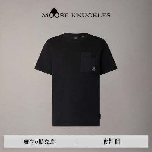 MOOSE KNUCKLES 男士棉质金属LOGO短袖T恤小剪刀
