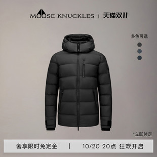 [预售免定]MOOSE KNUCKLES 男士直筒可拆卸连帽小剪刀鸭绒羽绒服