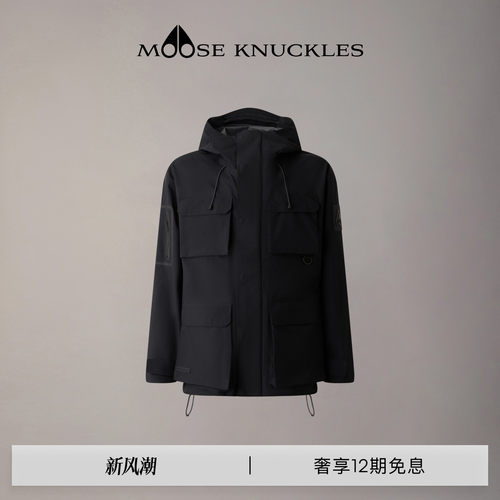 MOOSE KNUCKLES 男士经典LOGO多口袋连帽休闲小剪刀夹克外套