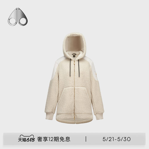 MOOSE KNUCKLES SHERPA 女士金标抓绒连帽宽松外套
