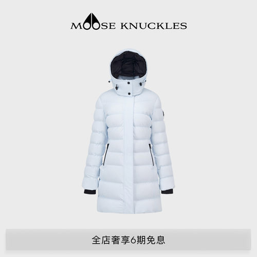 MOOSE KNUCKLES 女士经典LOGO中长款毛领小剪刀鹅绒羽绒服