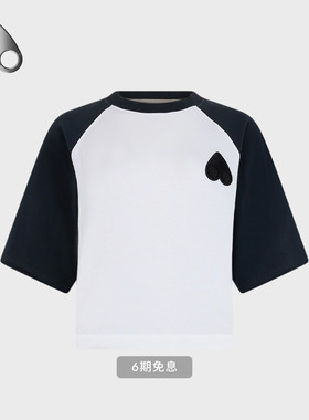 MOOSE KNUCKLES 女士爱心LOGO圆领撞色T恤